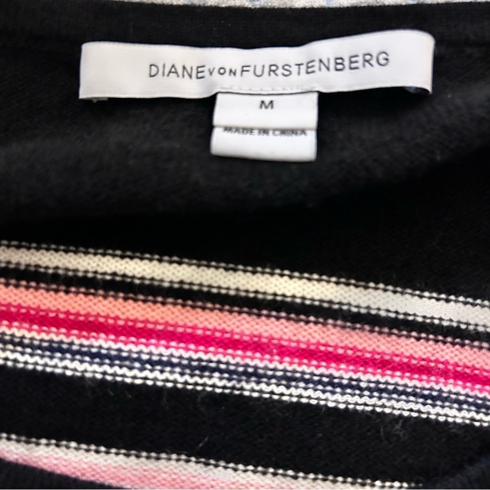 Diane Von Furstenberg Multicolor Striped Cashmere Sweater SZ M - Picture 3 of 5